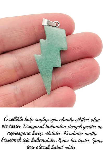 Sertifikalı Şimşek Model Aventurin Taşı Kolye - Aaa+ Kalite - Resim 2