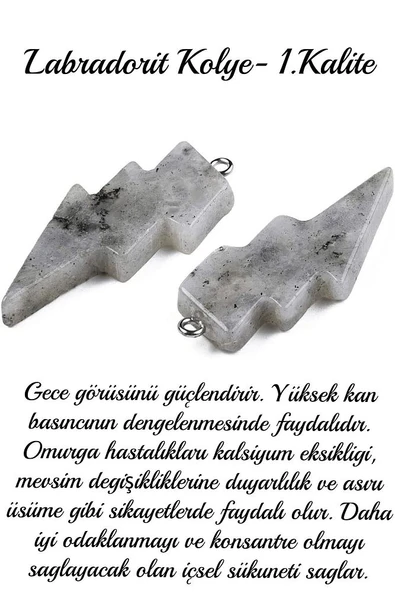 Sertifikalı Şimşek Model Yansımalı Labradorit Taşı Kolye - Aaa+ Kalite - Resim 2