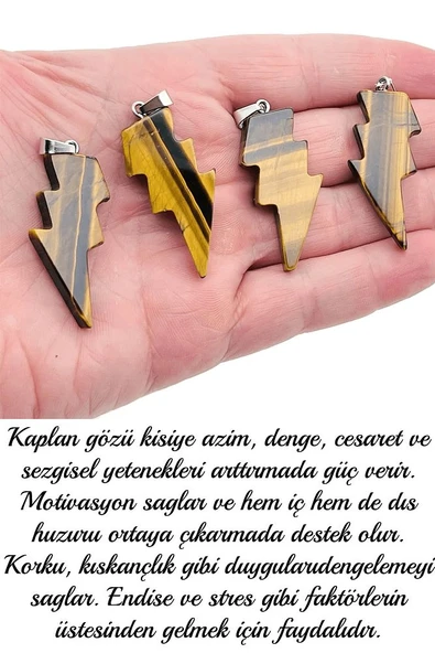 Sertifikalı Şimşek Model Kaplan Gözü Taşı Kolye - Aaa+ Kalite - Resim 2