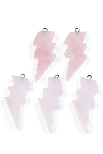 Sertifikalı Şimşek Model Pembe Kuvars Taşı Kolye - Aaa+ Kalite - Resim 3