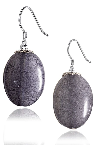 Sertifikalı Damarlı Gri Akik Taşı Doğal Taş Küpe - 2