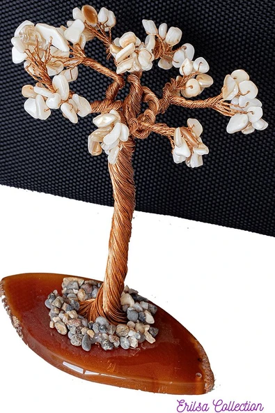 Sertifikalı Gerçek Sedef Doğal Taşı Ağaç - Akik Plakalı - Resim 2