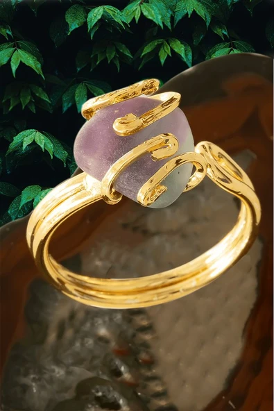 Sertifikalı Gold Rokoko Model Ham Florit Taşı Yüzük - Ayarlamalı ürün görseli