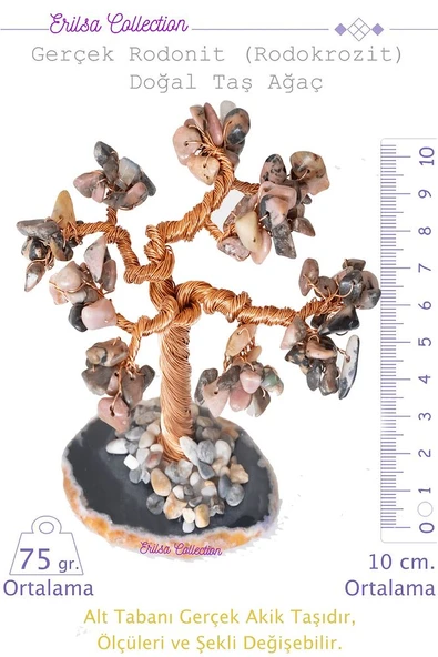 Sertifikalı Gerçek Rodonit (rodokrozit) Doğal Taşı Ağaç - Akik Plakalı ürün görseli