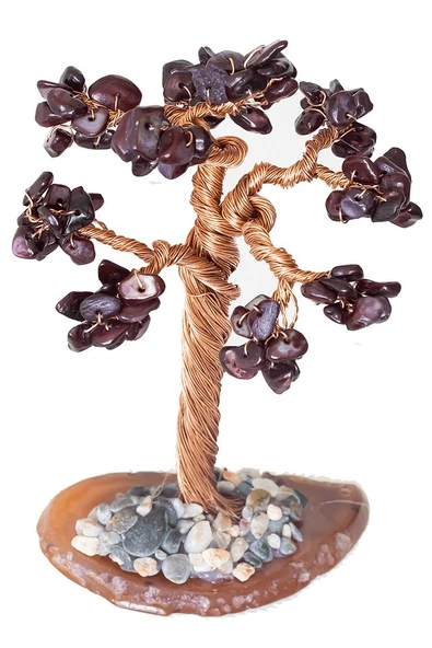 Sertifikalı Gerçek Bordo Sedef Doğal Taşı Ağaç - Akik Plakalı - Resim 2