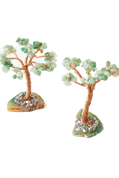 Sertifikalı Gerçek Aventurin Doğal Taşı Ağaç - Akik Plakalı - Resim 2