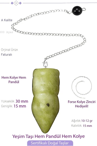 Sertifikalı AAA+ Yeşim Taşı Pandül Sarkaç Hem Pandül - Hem Kolye ürün görseli