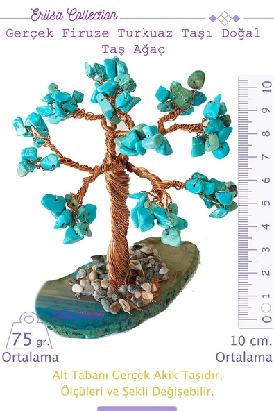 Sertifikalı Gerçek Firuze (turkuaz) Doğal Taşı Ağaç - Akik Plakalı ürün görseli
