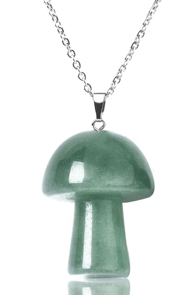 Sertifikalı Mantar Model Aventurin Taşı Kolye (Gümüş Aparatlı) ürün görseli