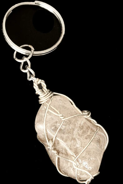 Sertifikalı Tel Sargılı Rutil Kuvars Taşı Anahtarlık ürün görseli