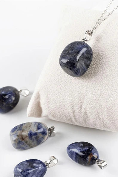 Sertifikalı Tımbıl Model Dumortireit Taşı Kolye (Gümüş Aparatlı) ürün görseli