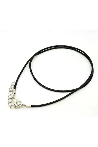 Siyah Rengi Kolye Ucu Takı Ipi Kordonu Deri Kauçuk Görünümlü Ip Kordon