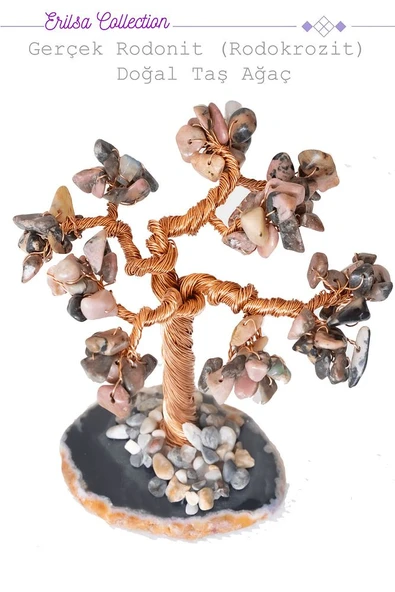 Sertifikalı Gerçek Rodonit (rodokrozit) Doğal Taşı Ağaç - Akik Plakalı - Resim 2