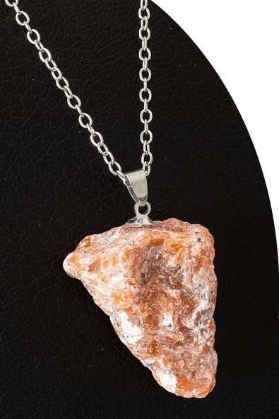 Sertifikalı Ham Işlenmemiş Güneş Taşı Kolye (GÜMÜŞ APARATLI) - Resim 2