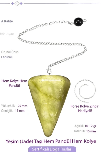Sertifikalı Yeşim Taşı Pandül Sarkaç Hem Pandül - Hem Kolye