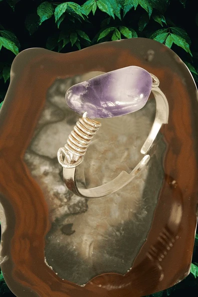 Sertifikalı Gümüş Kırık Taşlı Ince Model Ametist Taşı Yüzük - Ayarlamalı