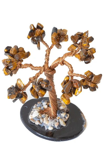 Sertifikalı Gerçek Kaplan Gözü Doğal Taşı Ağaç - Akik Plakalı - Resim 2