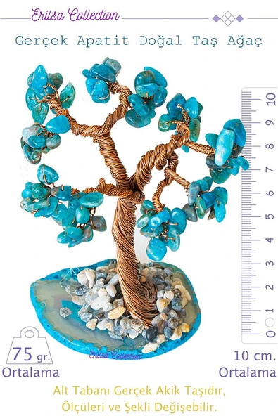 Sertifikalı Gerçek Apatit Doğal Taşı Ağaç - Akik Plakalı ürün görseli