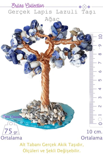 Sertifikalı Gerçek Lapis Lazuli Taşı Ağaç - Akik Plakalı ürün görseli