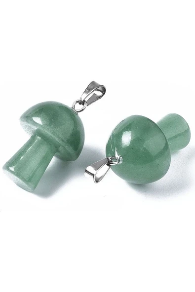 Sertifikalı Mantar Model Aventurin Taşı Kolye (Gümüş Aparatlı) - Resim 2