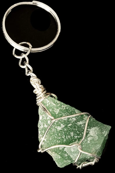 Sertifikalı Tel Sargılı Ham İşlenmemiş Aventurin Taşı Anahtarlık ürün görseli