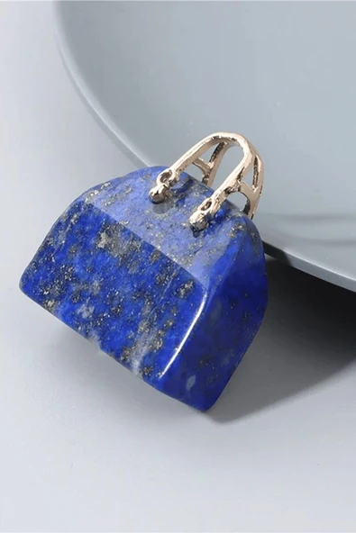 Sertifikalı Çanta Model Lapis Lazuli Taşı Kolye - 2