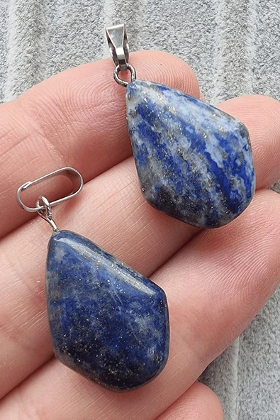 Sertifikalı Gerçek Piramit Model Lapis Lazuli Taşı Kolye - Resim 2