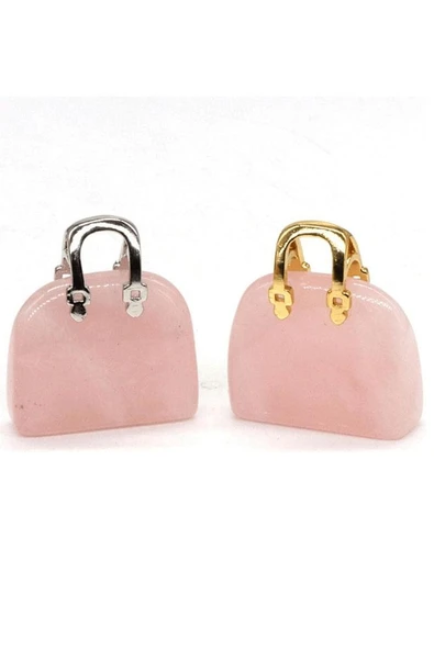 Sertifikalı Çanta Model Pembe Kuvars Taşı Kolye - 4
