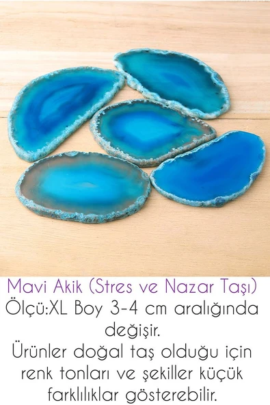 Sertifikalı Zirkon Taşlı Model Plaka Mavi Akik Taşı Kolye - Resim 2