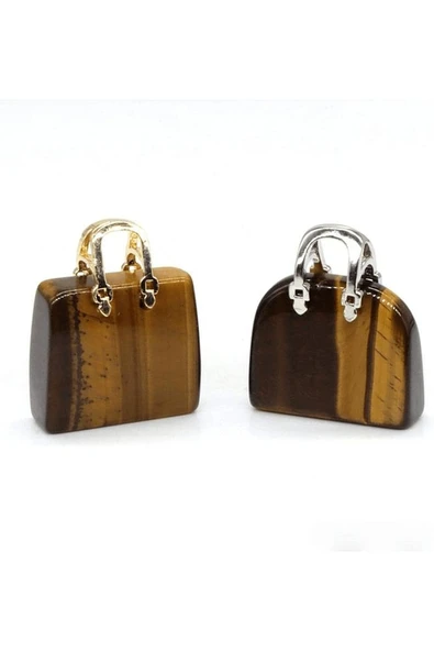 Sertifikalı Çanta Model Kaplan Gözü Taşı Kolye - 3