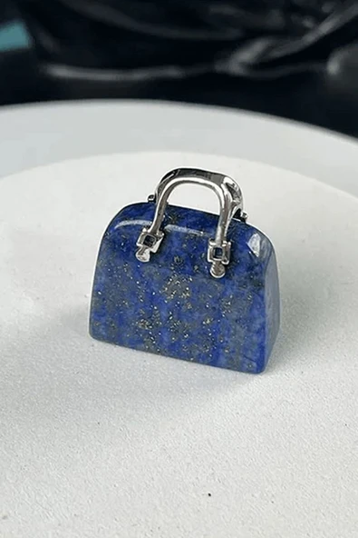 Sertifikalı Çanta Model Lapis Lazuli Taşı Kolye - 3