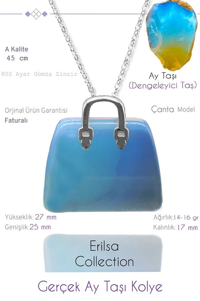 Sertifikalı Çanta Model Opal Taşı Kolye (Opalit Taşı)