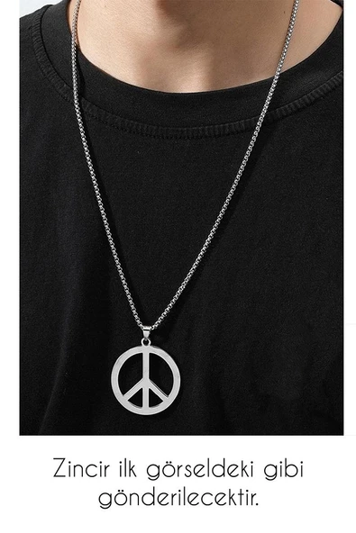 Sertifikalı AAA+Barış Sembolü Model Doğal Taş Hematit Taşı Kolye - Resim 2