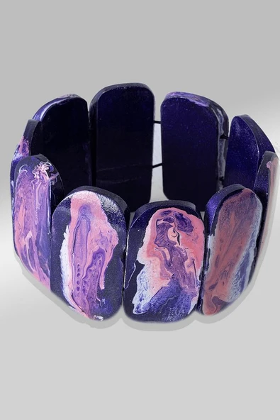 Ebruli Mor Afrika Sandal Ağacı Rolex Model Bileklik - Resim 2