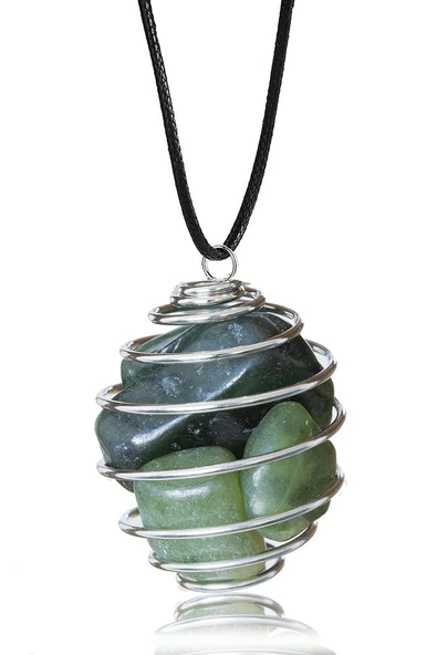 Sertifikalı Tel Sargılı Kafes Model Kanada Yeşim Taşı Kolye ürün görseli