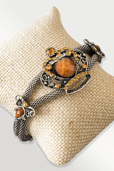 Sertifikalı Tilki Kuyruğu Model Kahverengi Akik Taşı Bileklik - Ayarlamalı ürün görseli