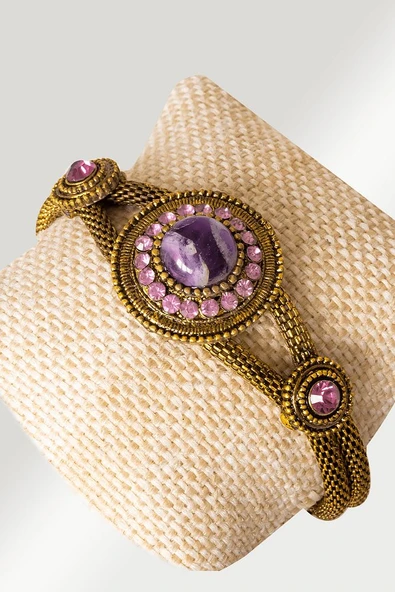 Sertifikalı Tilki Kuyruğu Model Ametist Bileklik - Ayarlamalı ürün görseli