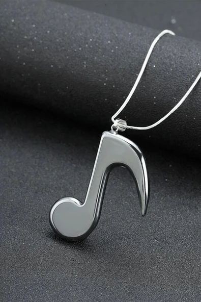 Sertifikalı Müzik - Nota Model Doğal Taş Hematit Taşı Kolye - Resim 2