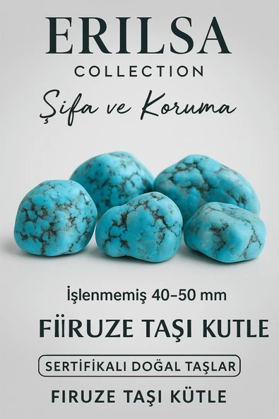 Sertifikalı Ham İşlenmemiş Firuze (Turkuaz) Taşı Kütle – İran Firuze 40-50 mm ürün görseli