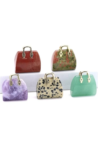 Sertifikalı Çanta Model Pembe Akik Taşı Kolye - 2