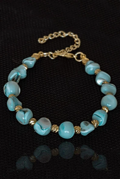 Sertifikalı Mavi Sedef Taşı Bileklik - Ayarlamalı - Resim 2