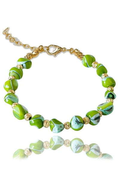 Sertifikalı Amorf Model Yeşil Sedef Taşı Bileklik - Ayarlamalı - Resim 2