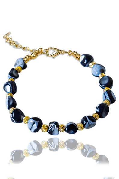 Sertifikalı Siyah Sedef Taşı Bileklik - Ayarlamalı - Resim 2