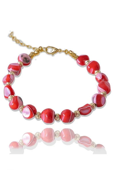 Sertifikalı Kırmızı Sedef Taşı Bileklik - Ayarlamalı - Resim 2