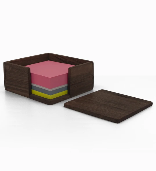 Woodsaka Not Kağıdı Kutusu - Ceviz - 10.5cm X 10.5cm X 4.5cm - 3