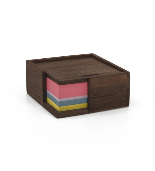 Woodsaka Not Kağıdı Kutusu - Ceviz - 10.5cm X 10.5cm X 4.5cm