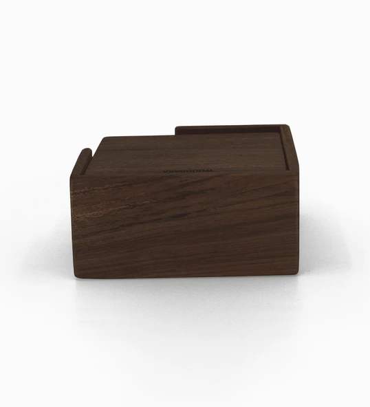 Woodsaka Not Kağıdı Kutusu - Ceviz - 10.5cm X 10.5cm X 4.5cm - 5