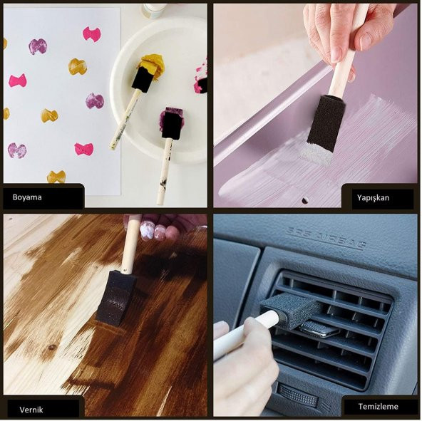 Boyama Fırçası 3 Adet Orta Boy FlyArt Sünger Sanatsal Boyama Fırçası Orta Boy 3 Adet - 5