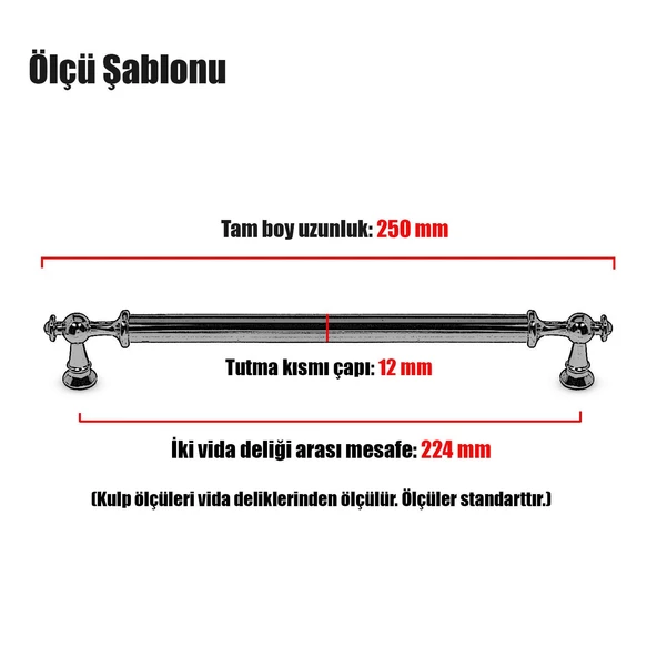 Ayvalık Düz Mobilya Çekmece Dolap Kapak Kulpu Kulbu 224 mm Metal Kulp - 4