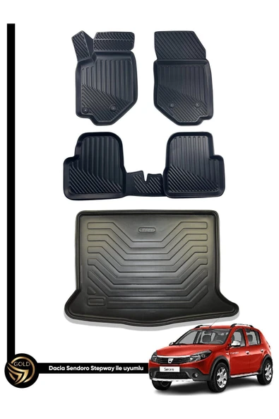 Black Gold Dacia Sandero 2008-2020 3D Bagaj Havuzu + 3D Oto Paspas Sona